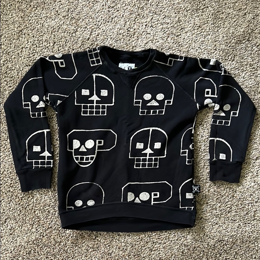 NUNUNU Black Skull Graphic Sweatshirt